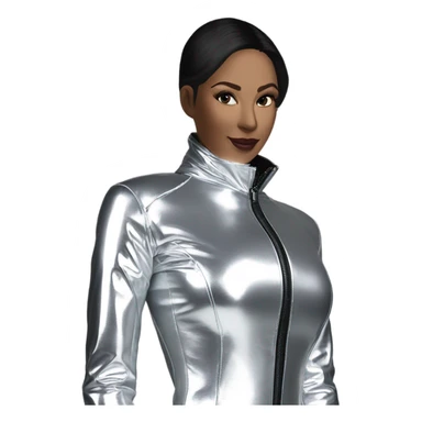 silver female latex jacket sticker