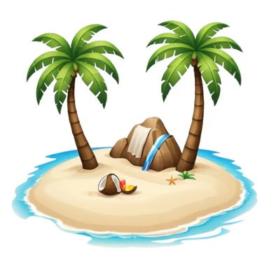 island with a coconut tree and beach sticker