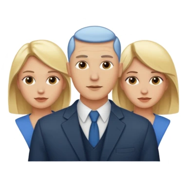 Two blonde women and a man with skin head  sticker