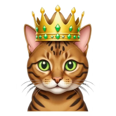 dark brown bengal cat with crown with green eyes sticker