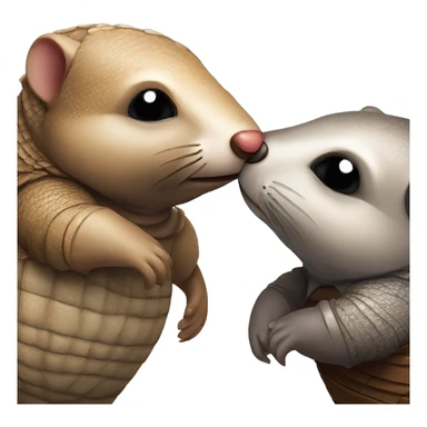 armadillo and otter giving a kiss to each other  sticker