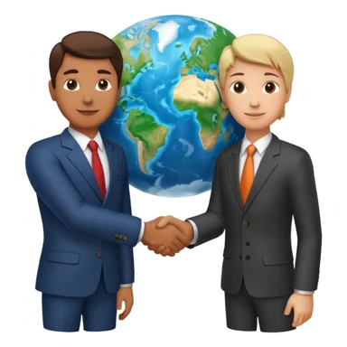 Shake hands and a globe showing negotiation of climate change sticker
