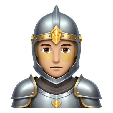 Clash of Clans aesthetic friendly Knight Portrait Emoji, With a noble, armored build featuring a gleaming suit adorned with intricate heraldry and a determined gaze behind a visored helm, his face rendered in a natural skin tone (not yellow), Simplified yet dynamic features, highly detailed, glowing with a cool, steely radiance, high shine, courageous and resolute, stylized with an air of chivalric valor, focused and stalwart, soft glowing outline, capturing the essence of a valiant knight ready to charge into epic quests with honor! sticker