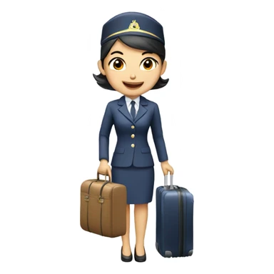 asian FLIGHT ATTENDANT WITH A LUGGAGE sticker
