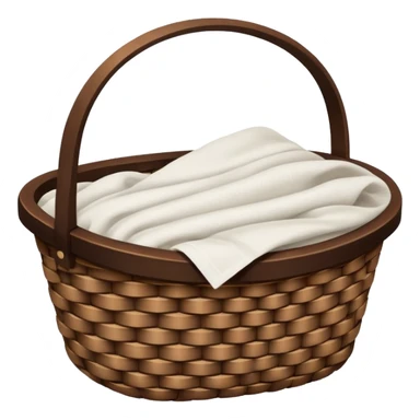 A woven dark Brown basket with fresh washed linen sticker