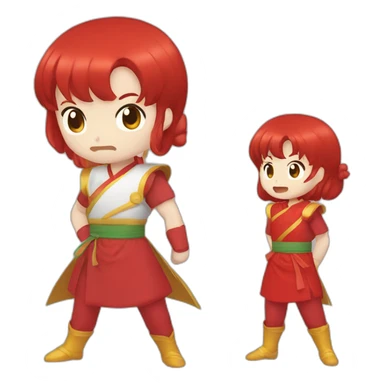 Ranma with red hair and a fight Chinese red outfit sticker