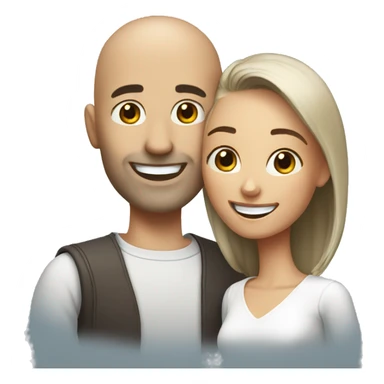 happy couple with smiles bald man sticker