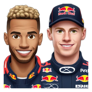 Lewis Hamilton and Max Verstappen in Red Bull sticker