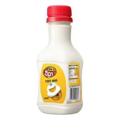 white Squeeze Sauce Bottle but thinner bottle gotta have cap and now the same picture but upside down like if it’s about to pour white sauce but it’s not  sticker