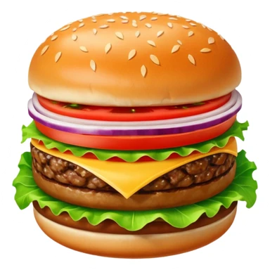 Hamburger emoji: ONE MEAT, ONE LETTUCE, ONE TOMATO,ONION  sticker