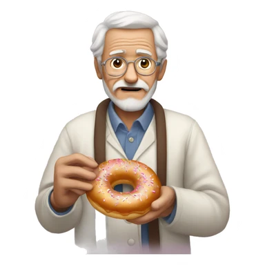 Old man with doughnut sticker