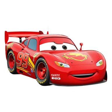 Lightning McQueen 95, red race car, side view, cartoon style sticker