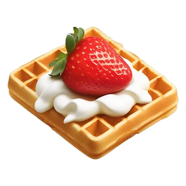 square waffle with dollop of whipped cream and strawberries on top sticker