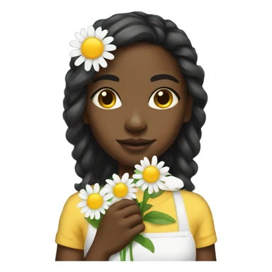 Black girl holding Daisy flowers sticker