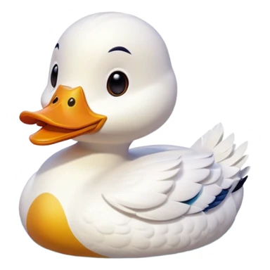 A 3D cartoon duck floating on a calm pond, soft ripples, rounded features, vibrant colors, cute and happy face, Memoji-style lighting. sticker