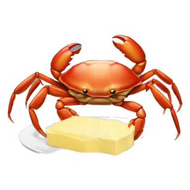 crab with butter and a papercip sticker