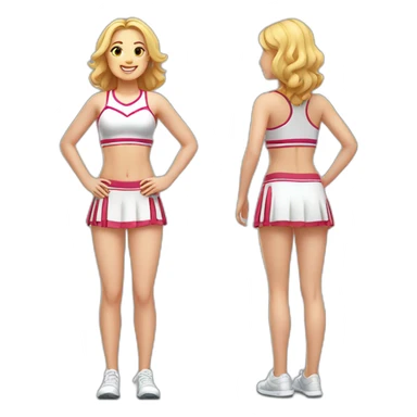 Full body Caucasian curvy cheerleader back and front views sticker