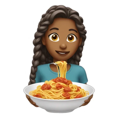 girl eating spaghetti sticker