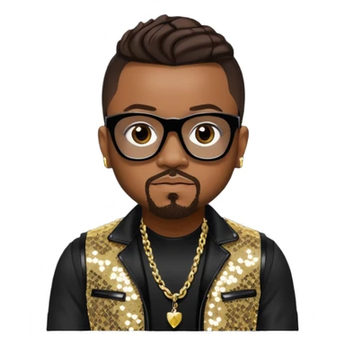 Apl.de.ap from Black Eyed Peas with dark brown hair, black sequin outfit  sticker