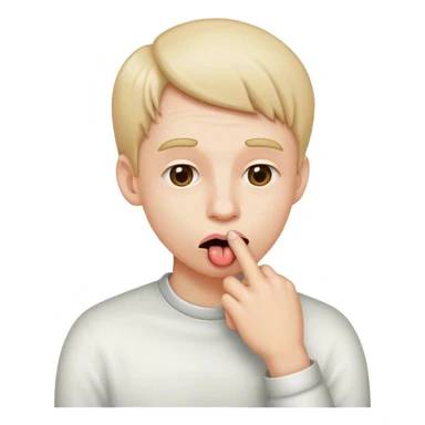 finger bent over mouth and tongue sticking out sticker
