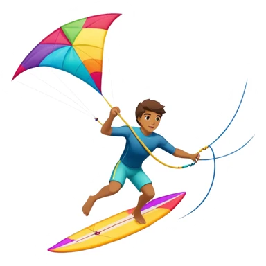 The scene captures the energy and freedom of the sport, with the sun shining and the ocean's waves splashing around. A kite surfer gliding across the ocean, with a colorful kite soaring high in the sky and the surfer carving through the waves.  sticker
