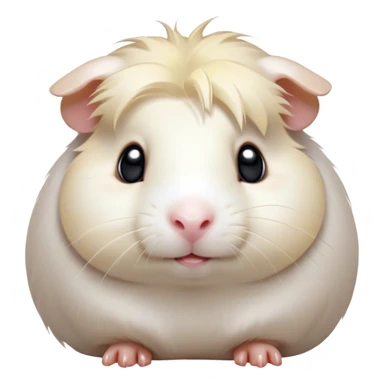 Cinematic Cute White Guinea Pig Portrait Emoji, Head tilted playfully and inquisitively, showcasing a silky, immaculate white coat with a natural glow, round, sparkling dark eyes filled with curiosity, Simplified yet irresistibly adorable features, highly detailed, glowing with a warm, friendly light, high shine, affectionate and lively, stylized with a touch of whimsy, bright and endearing, soft glowing outline, capturing the essence of a mischievous yet loving guinea pig, so playful it feels like it could nuzzle out of the screen and into your arms! sticker