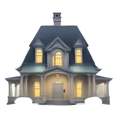 A very large house with a large door wide open, inside is a letter sticker
