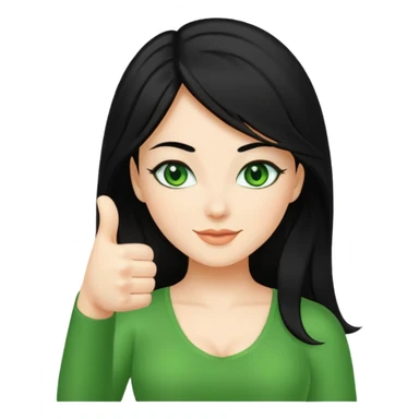 Sexy lady with black hair and green eyes thumbs up sticker