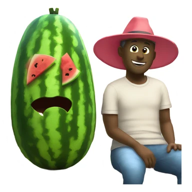 Happy watermelon on the bench talking to his friend sticker