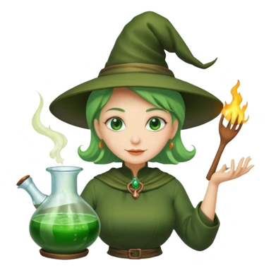 green witch cooking potion sticker
