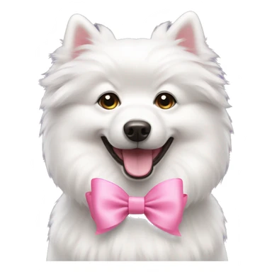white spitz dog with pink bow sticker