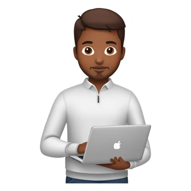 a backend developer holding his laptop and posing for a phoot sticker