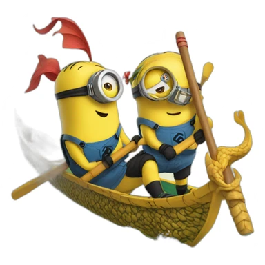 Minions on dragon boat  sticker