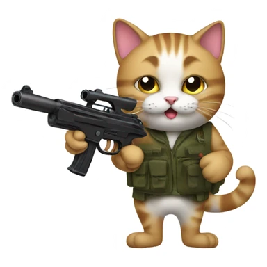 Cat with gun sticker