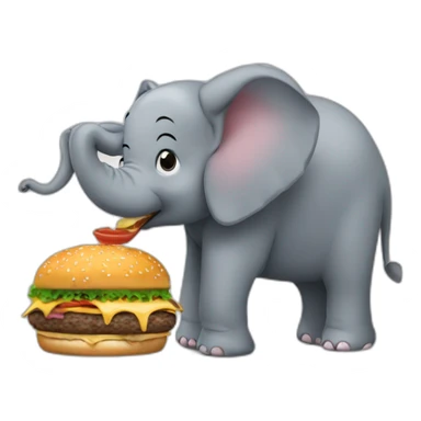 Elephant eating a burguer sticker