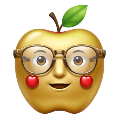 golden apple with glasses sticker