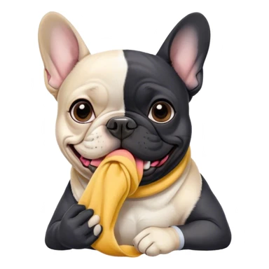 Black and white frenchie eating a sock  sticker