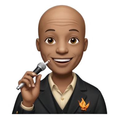 Black bald comedian holding mic and smoking a joint sticker