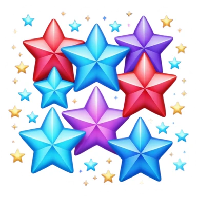 Sparkling shimmery red purple blue stars sticker
