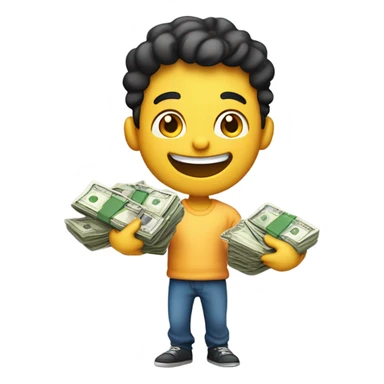 happy moments of a boy with money  sticker