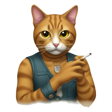 A cat smoking a cigarette  sticker