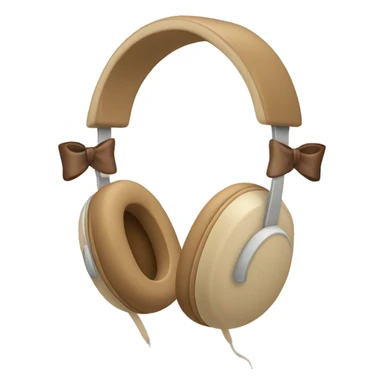 beige apple headphones with brown bows sticker