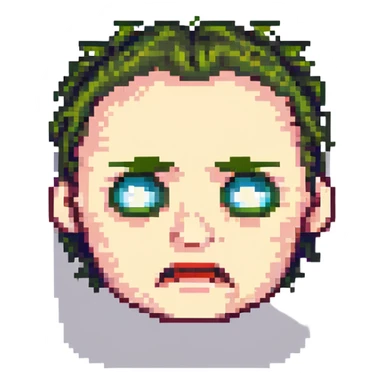 playful emoji expressing frustration or annoyance, visual cues only, no text, retro video game sprite style sticker