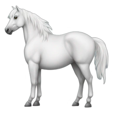 White stallion mustang wearing a grey key around the neck only necklace no mouth strap showing neck no lock sticker