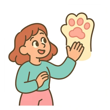 fluffy cat paw, pastel toon style, soft pastel colors, gentle and cute sticker