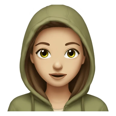 Beautiful girl with long brown hair green eyes and in beige hoodie  sticker