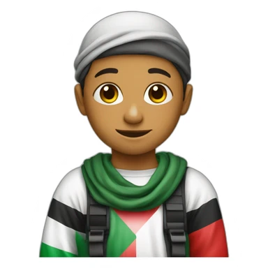 A boy with Palestine falg  sticker
