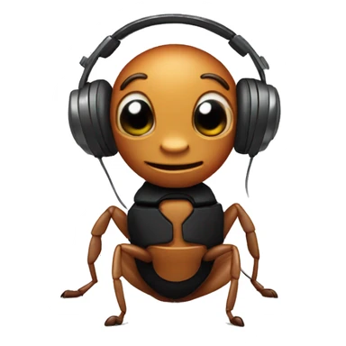 an ant with headphones sticker