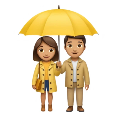 Couple under yellow umbrella sticker