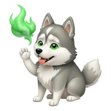 Husky dog farting green smoke sticker